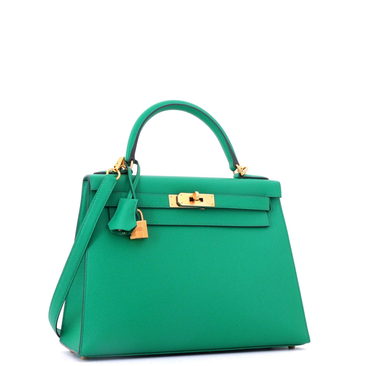 Pre-Owned HERMES Kelly 28 Handbag Green Epsom with Gold Hardware
