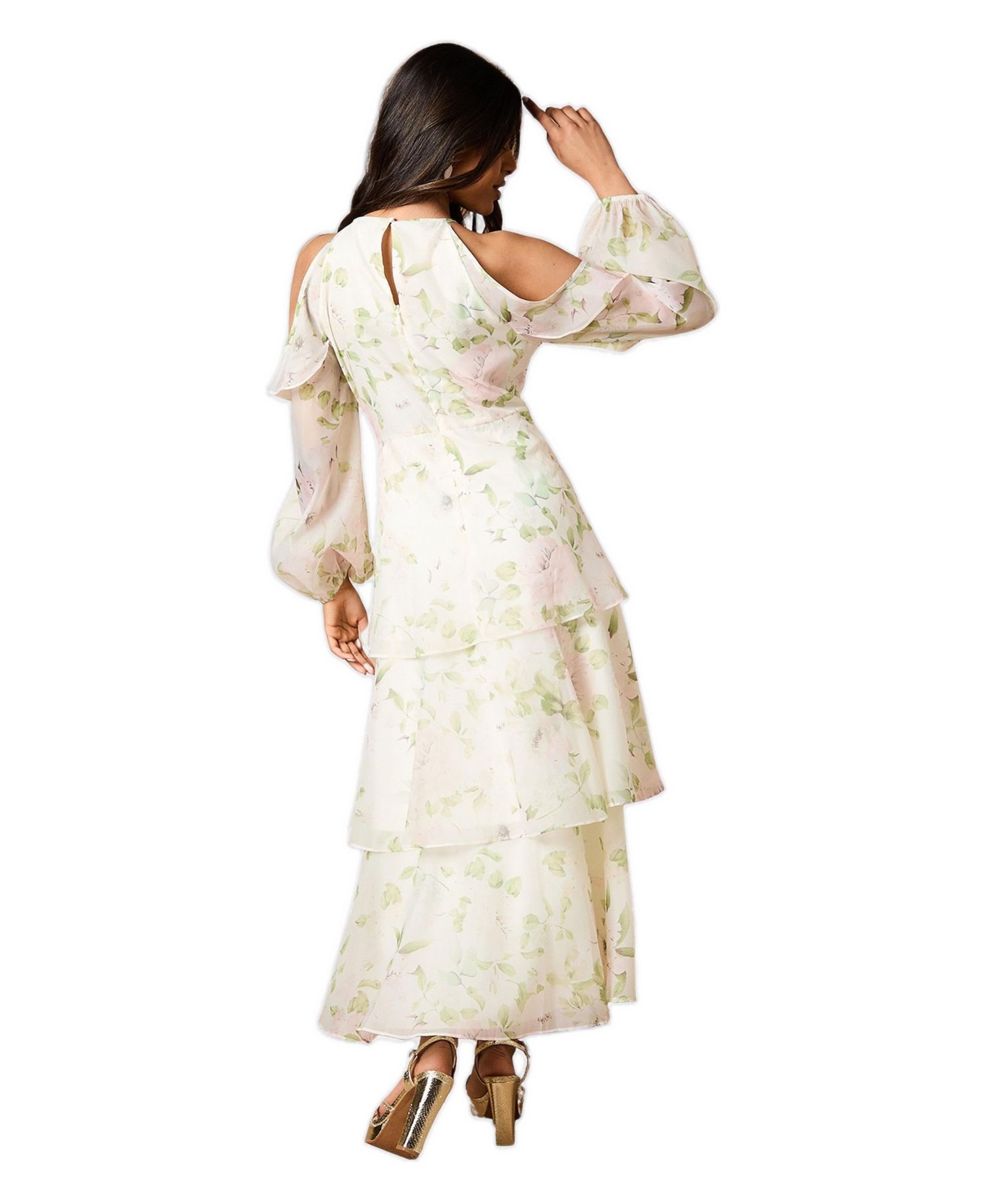 Women's Organza Cold Shoulder Midi Dress