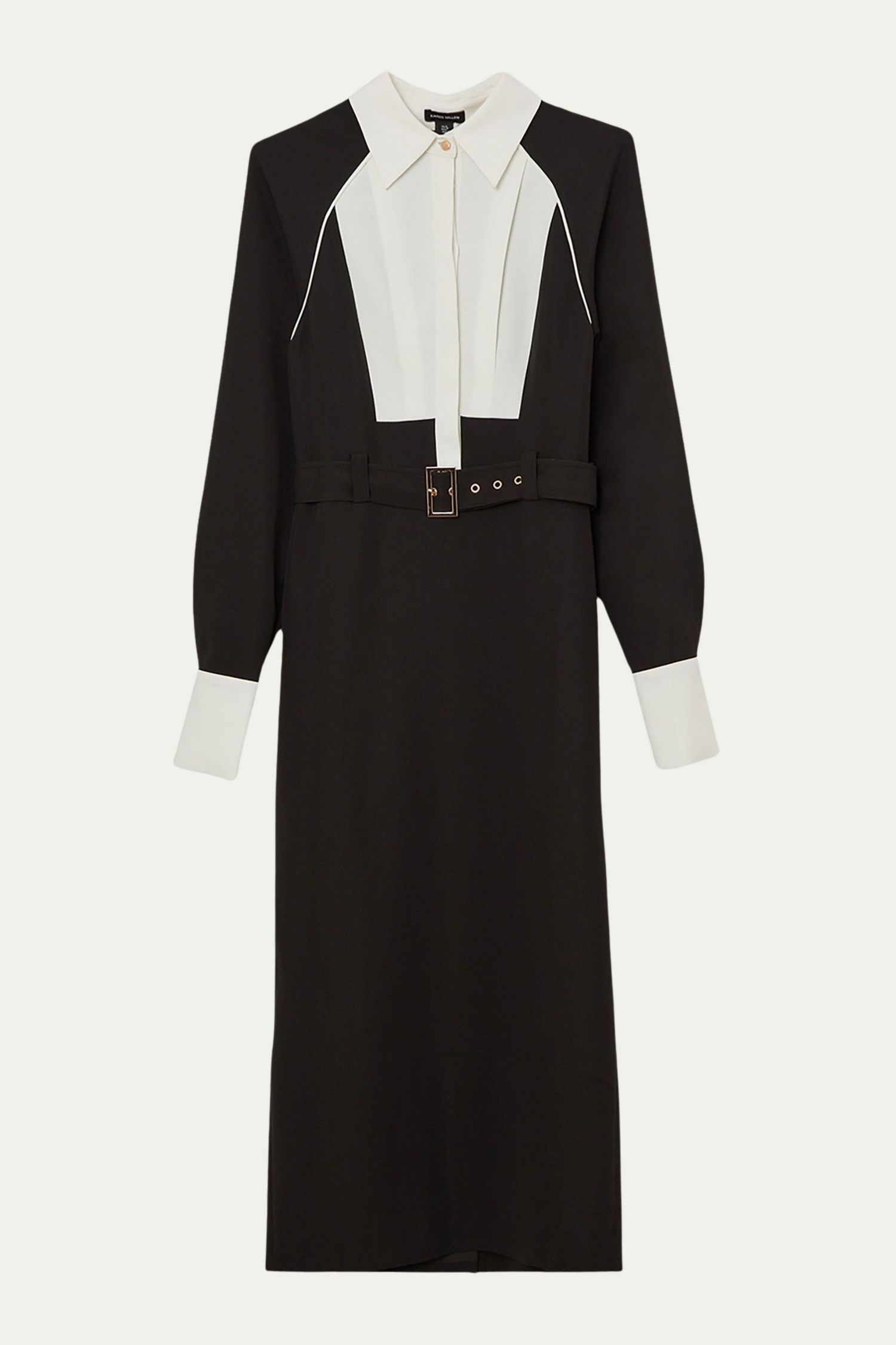 Women's Contrast Collar Midi Dress
