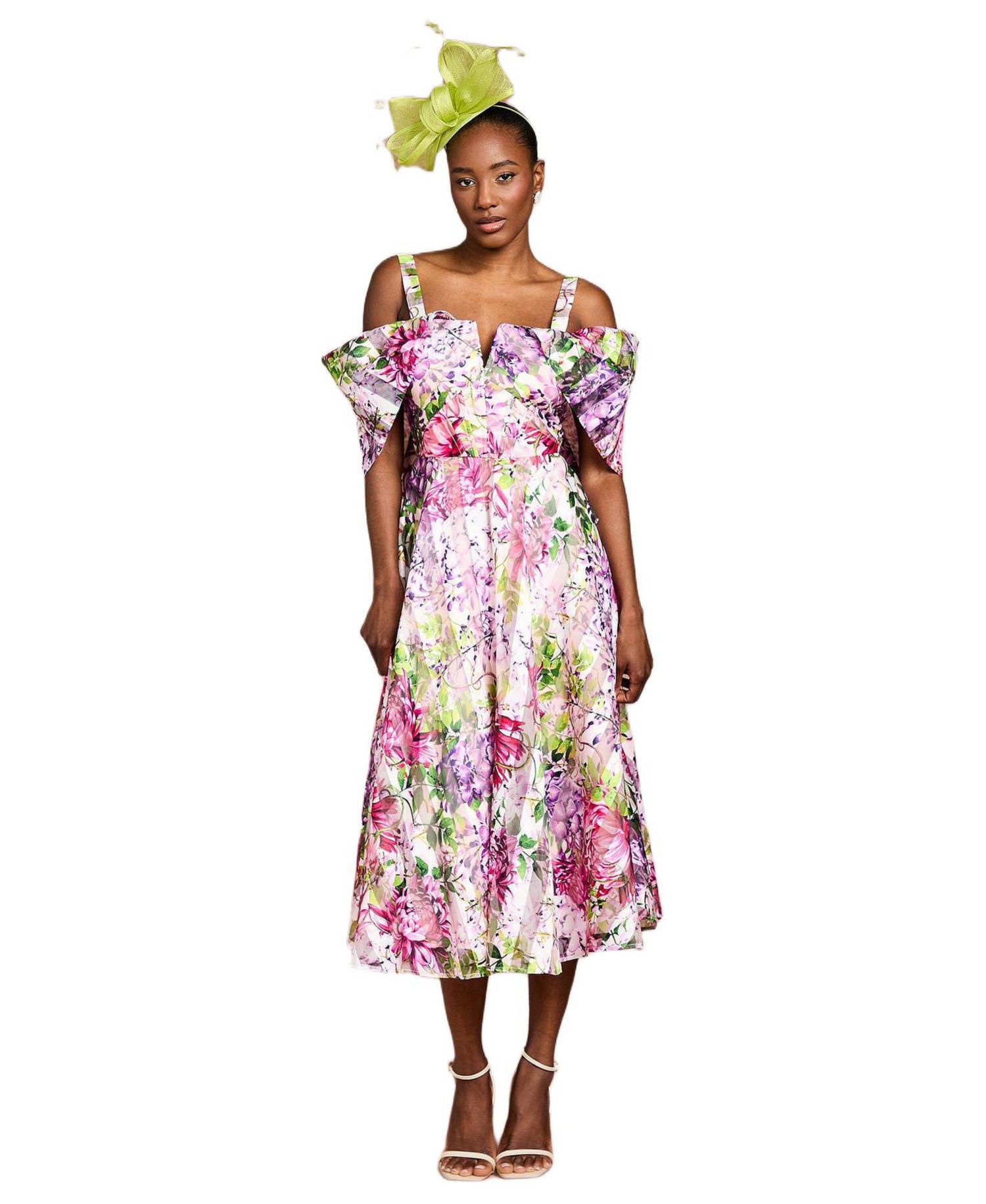 Women's Organza Bardot Midi Dress