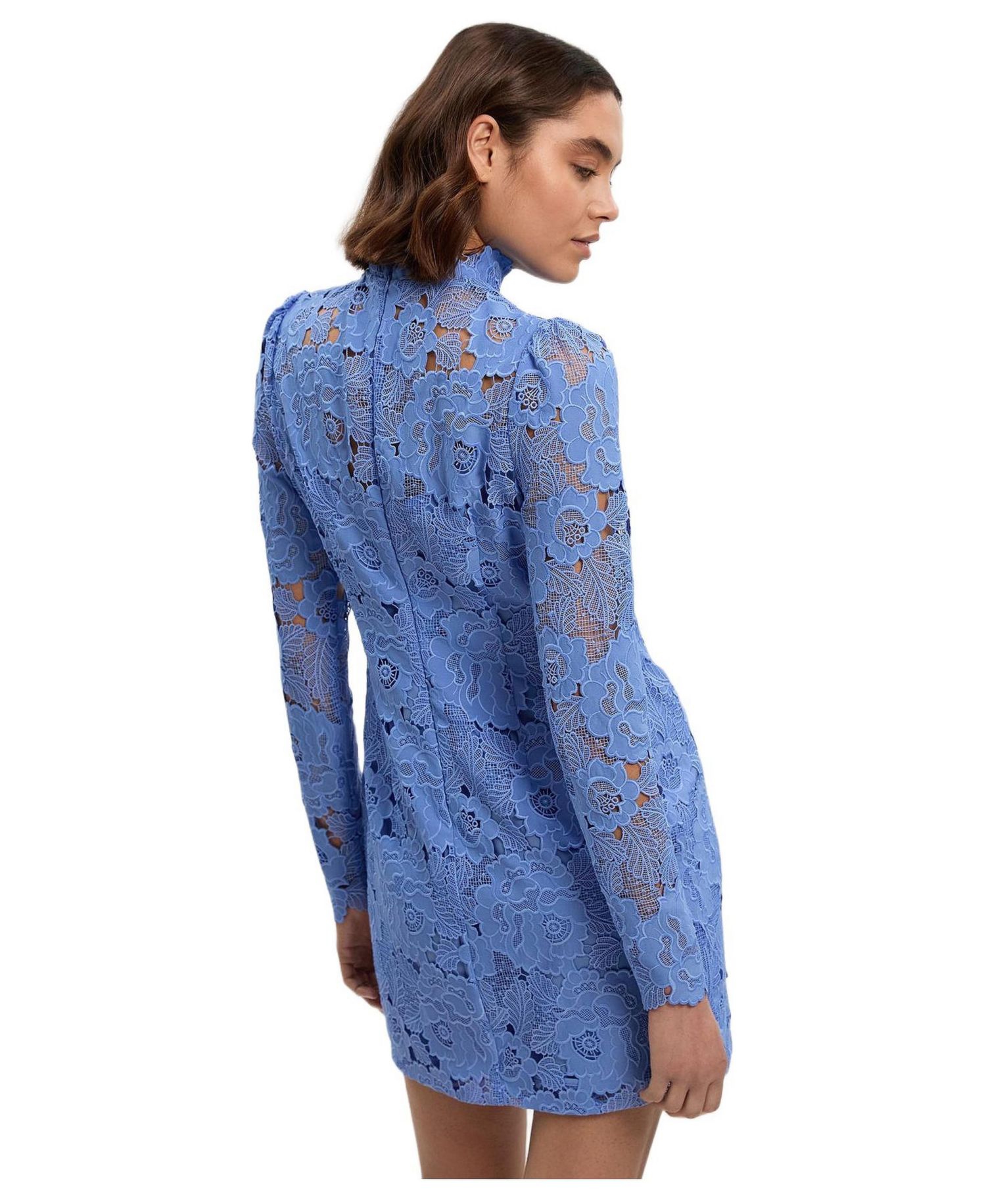 Women's Guipure Lace High Neck Woven Mini Dress