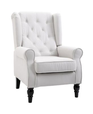 Button-Tufted Accent Chair with High Wingback Rounded Cushioned Armrests