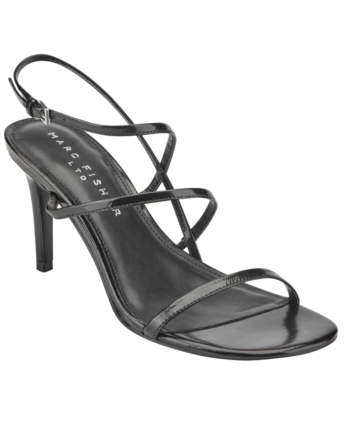 Женские сандалии Marc Fisher LTD Denzi Strappy Leather Stiletto, цвет: Чёрный кожаный — фото 1