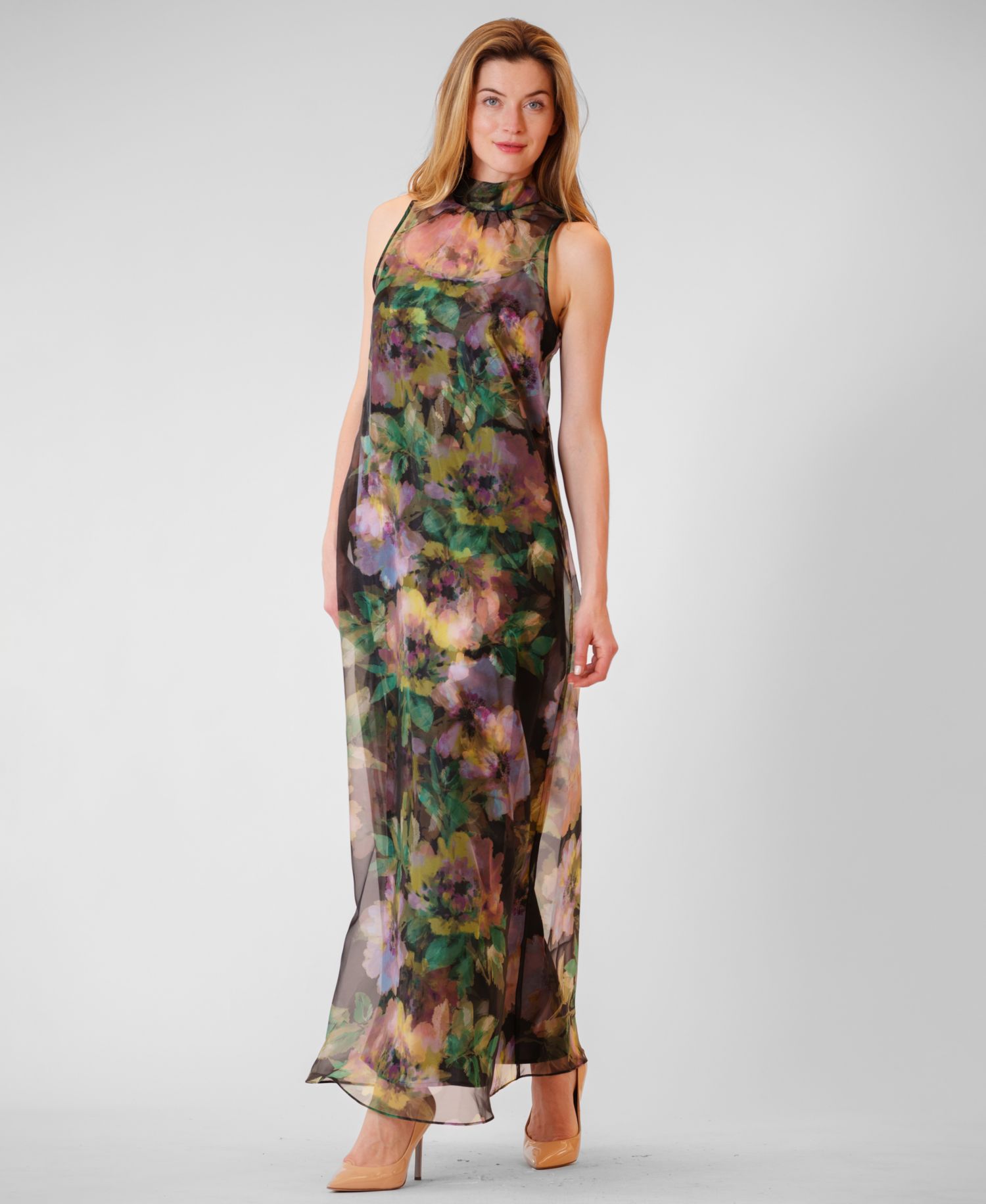 Women's Halter Neck Satin Overlay Dress