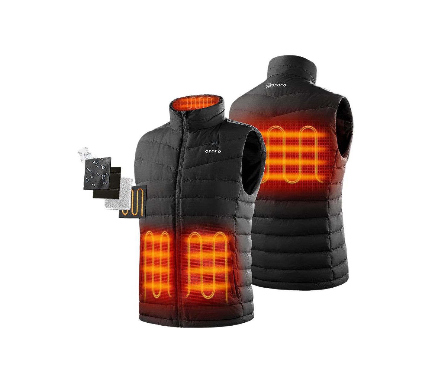 Мужской жилет ororo Heated Lightweight Down Vest, цвет: Чёрный — фото 2
