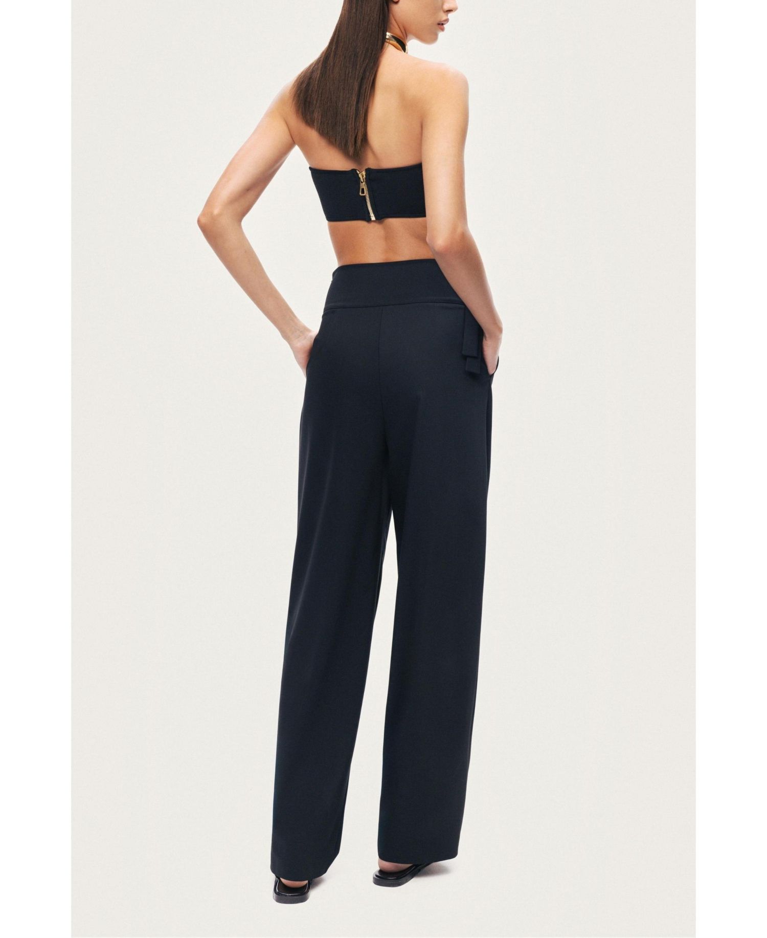 Women's Cut-Out Waist Wide-Leg Pants