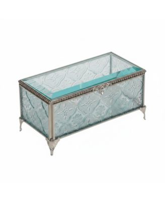 Vintage Glass Keepsake Box Hinged Lid Transparent Storage Display Home Decor