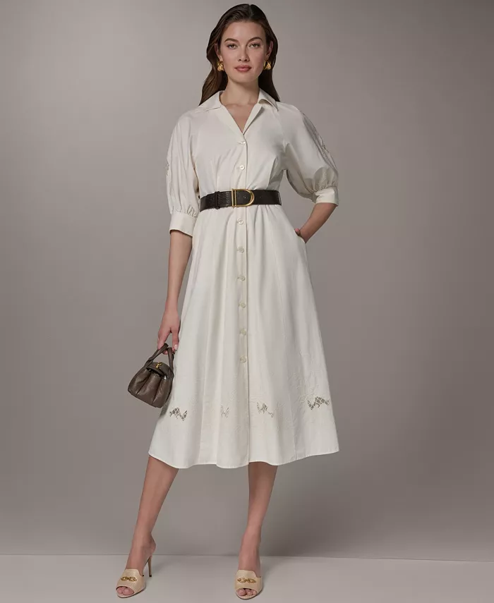 Women's Collared Belted Shirt-Dress - thumbnail 3