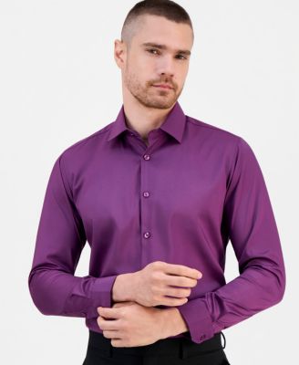 Men's Slim-Fit Solid Four-Way Stretch Dress Shirt 