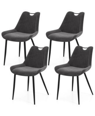 Set of 4 Upholstered Kitchen Chairs with Metal Legs