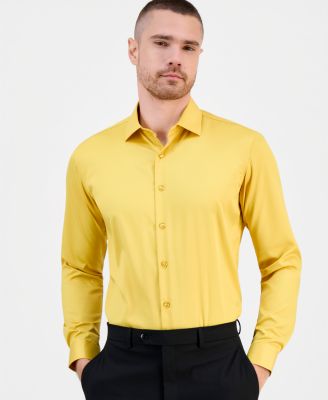 Men's Slim-Fit Solid Four-Way Stretch Dress Shirt 