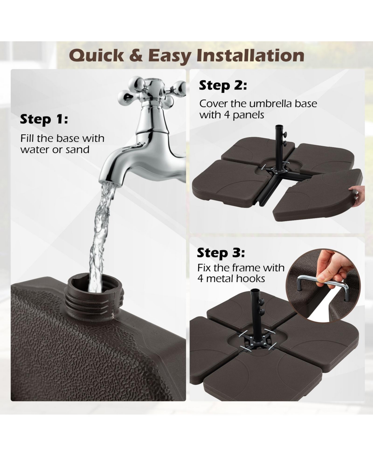 Sugift 20 in Water Filled Patio Umbrella Base Plate for Offset Umbrellas