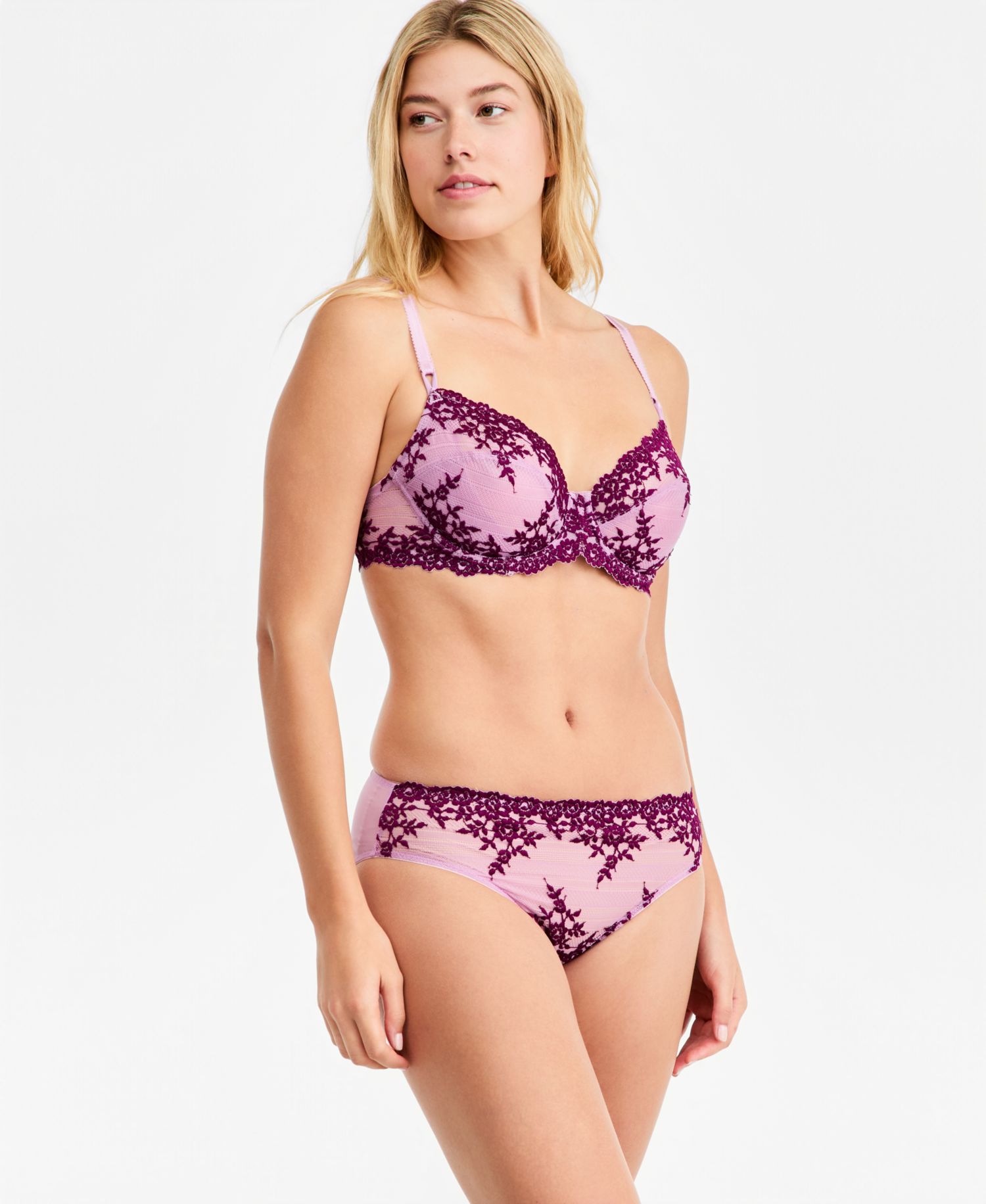 Women's Embrace Lace Underwire Bra & Embrace Lace High-Cut Embroidered Brief Underwear