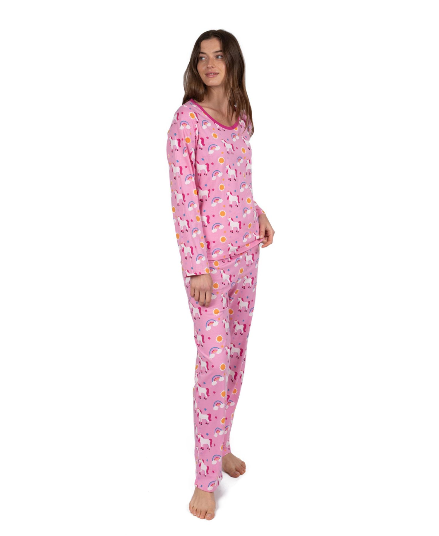 Women's Matching Family Two-Piece Cotton Long Sleeve Loose Fit Pajamas