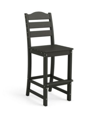 Outdoor HDPE Counter Height Bar Stool with Back, Armrests and Built-In Footrest