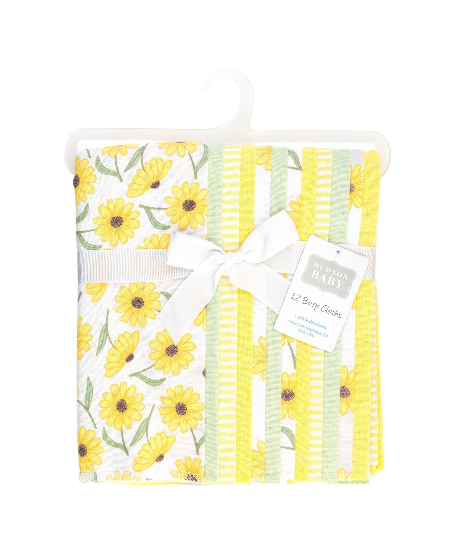 Girl Cotton Poly Flannel Burp Cloths Bundle, Yellow Daisy, One Size