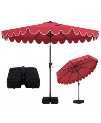 Patio Umbrella with Weighted Base, Sandbags, Push Button Tilt and Crank