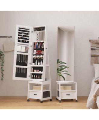 Jewellery Cabinet Jewellery Organiser With 360degree(s) Swivel Body Full Length Mirror With Locking Cabinet