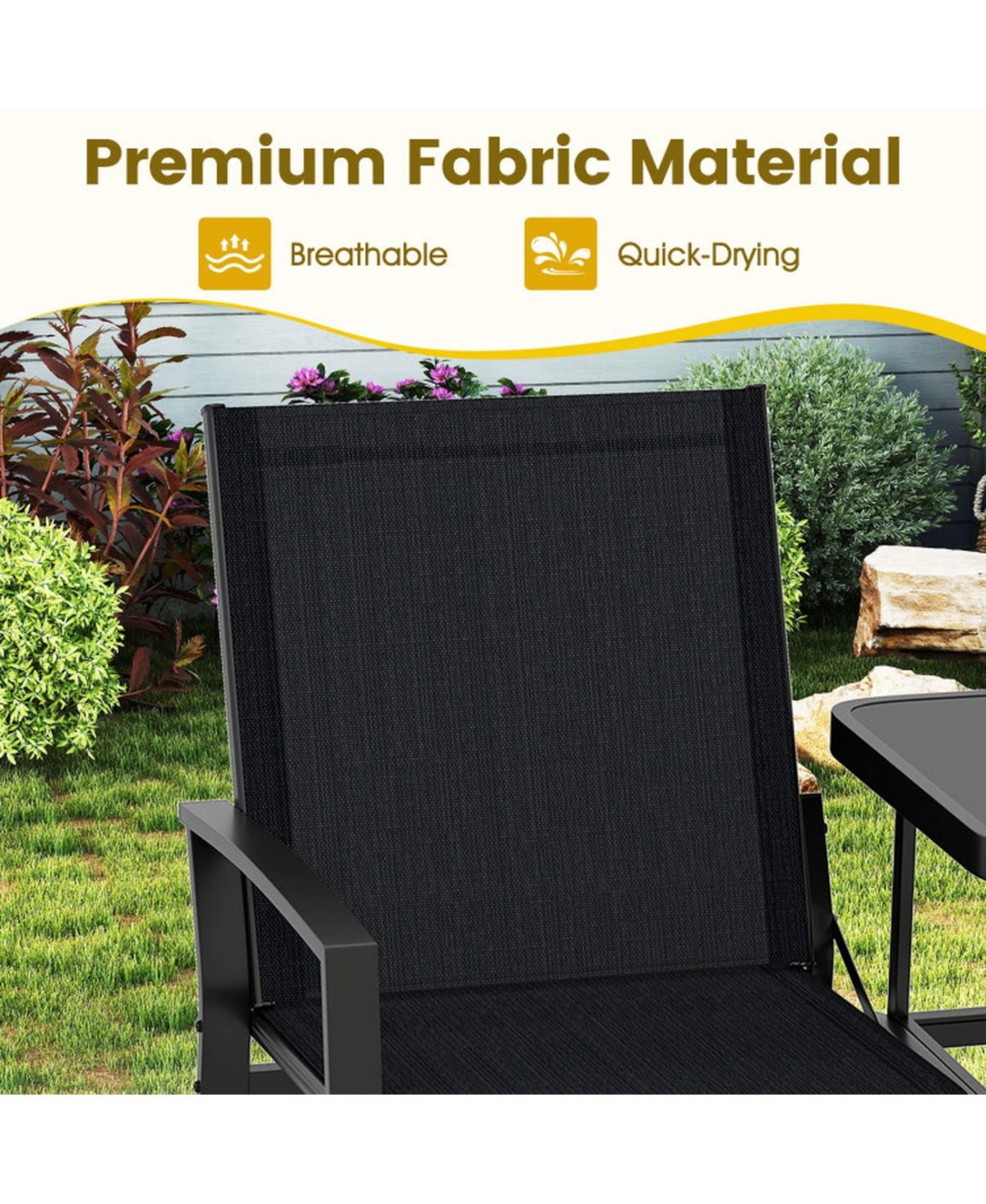 Gouun 2-Person Patio Loveseat with Built-in Tempered Glass Table