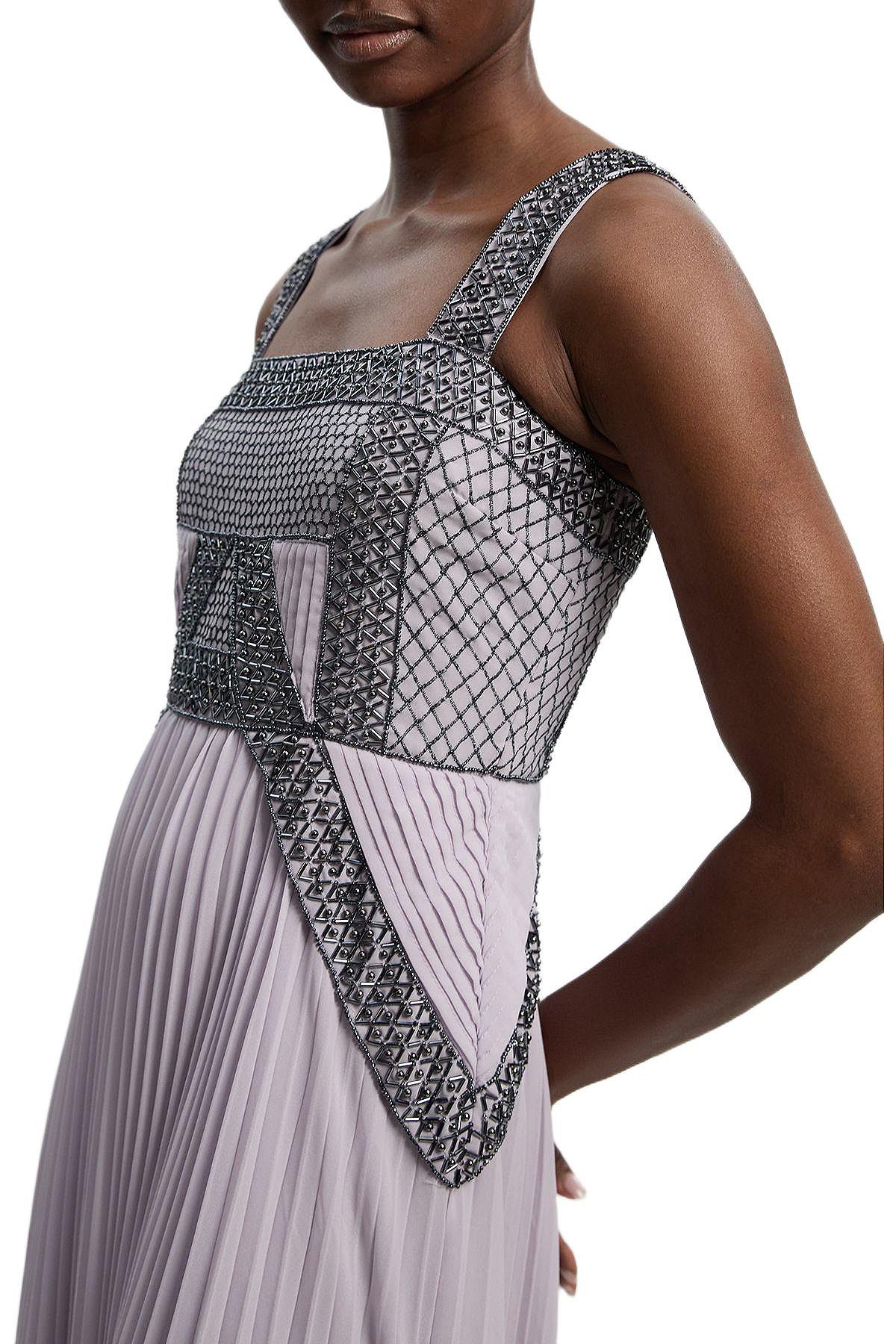 Karen Millen Women's Embellished Pleated Woven Midi Dress view 3 — MAYCSS fashion products