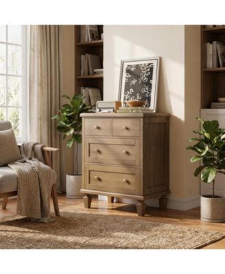 4 Drawer Dresser for Bedroom, Vintage Dresser with Carved Handles and Tapered Legs Design, Wood Chests of Drawers with Large Capacity Storage