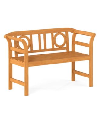 47'' Outdoor Loveseat Bench Curved Armrests for Backyard Front Porch Deck