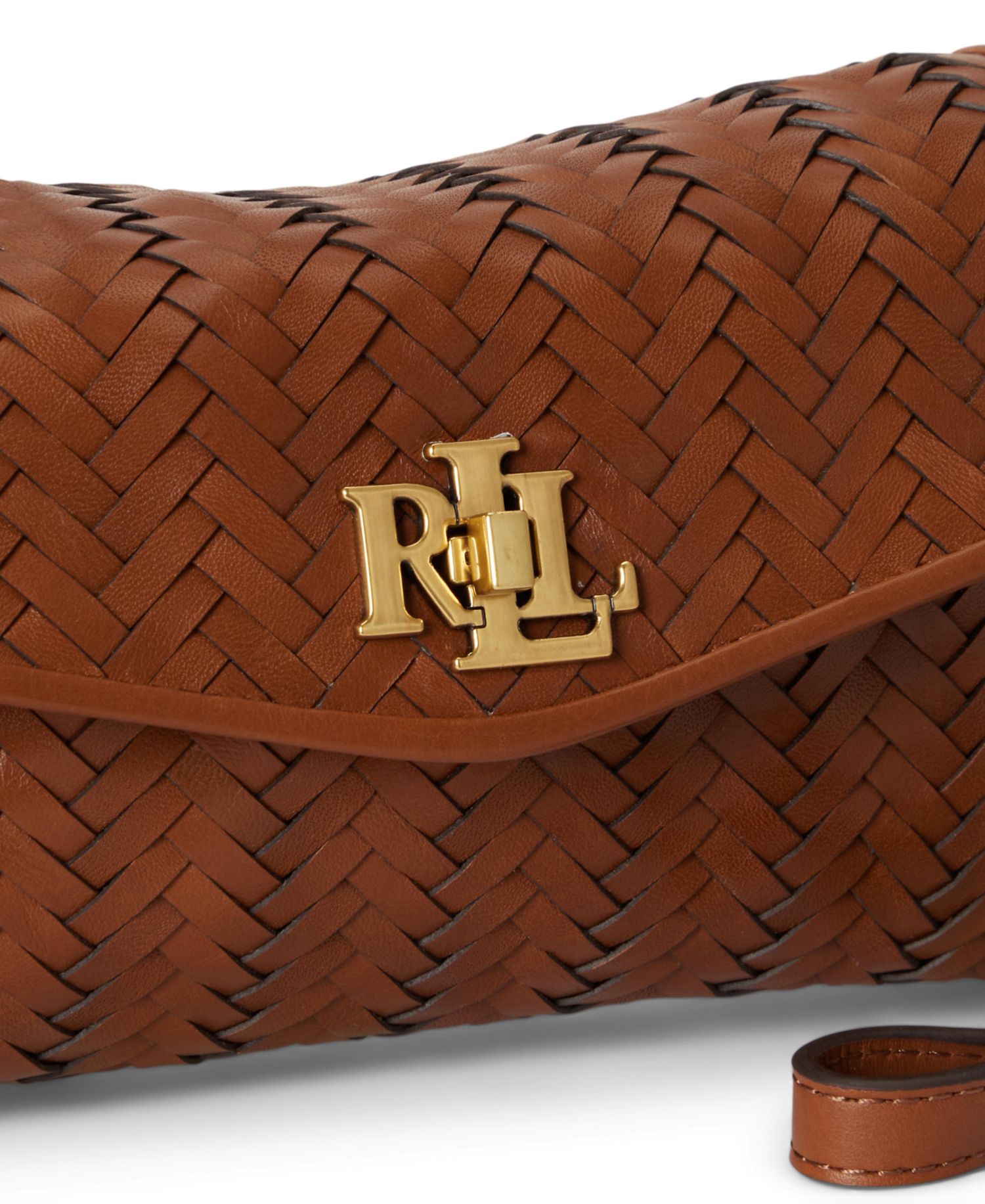 Turn-Lock Woven Leather Wristlet