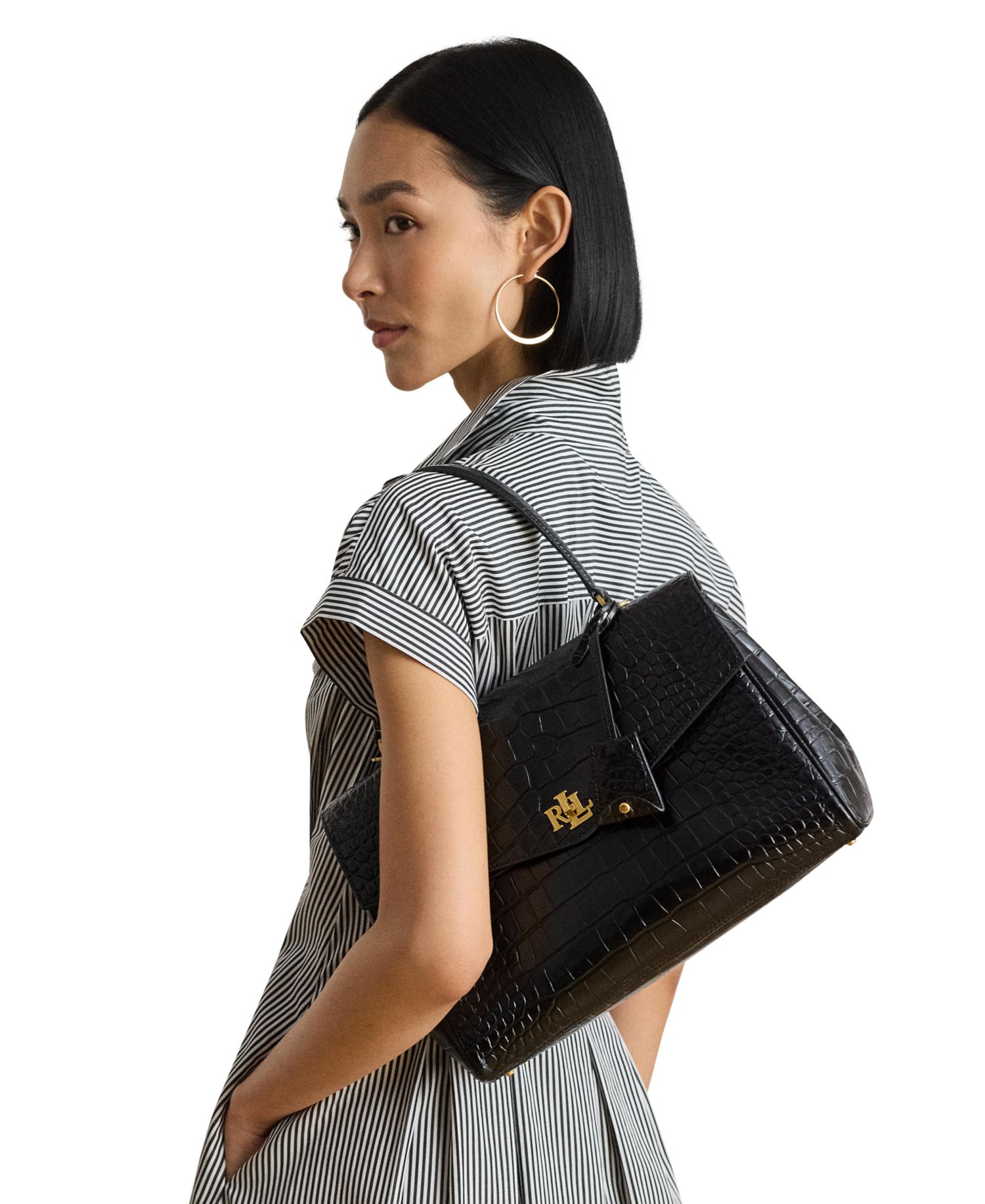 Farrah Soft Embossed Medium Leather Satchel Handbag