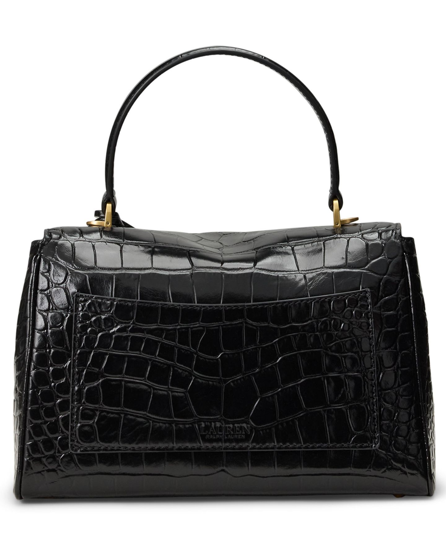 Женская сумка Lauren Ralph Lauren Farrah Croc-Embossed Small Soft Satchel, цвет: Чёрный — фото 4