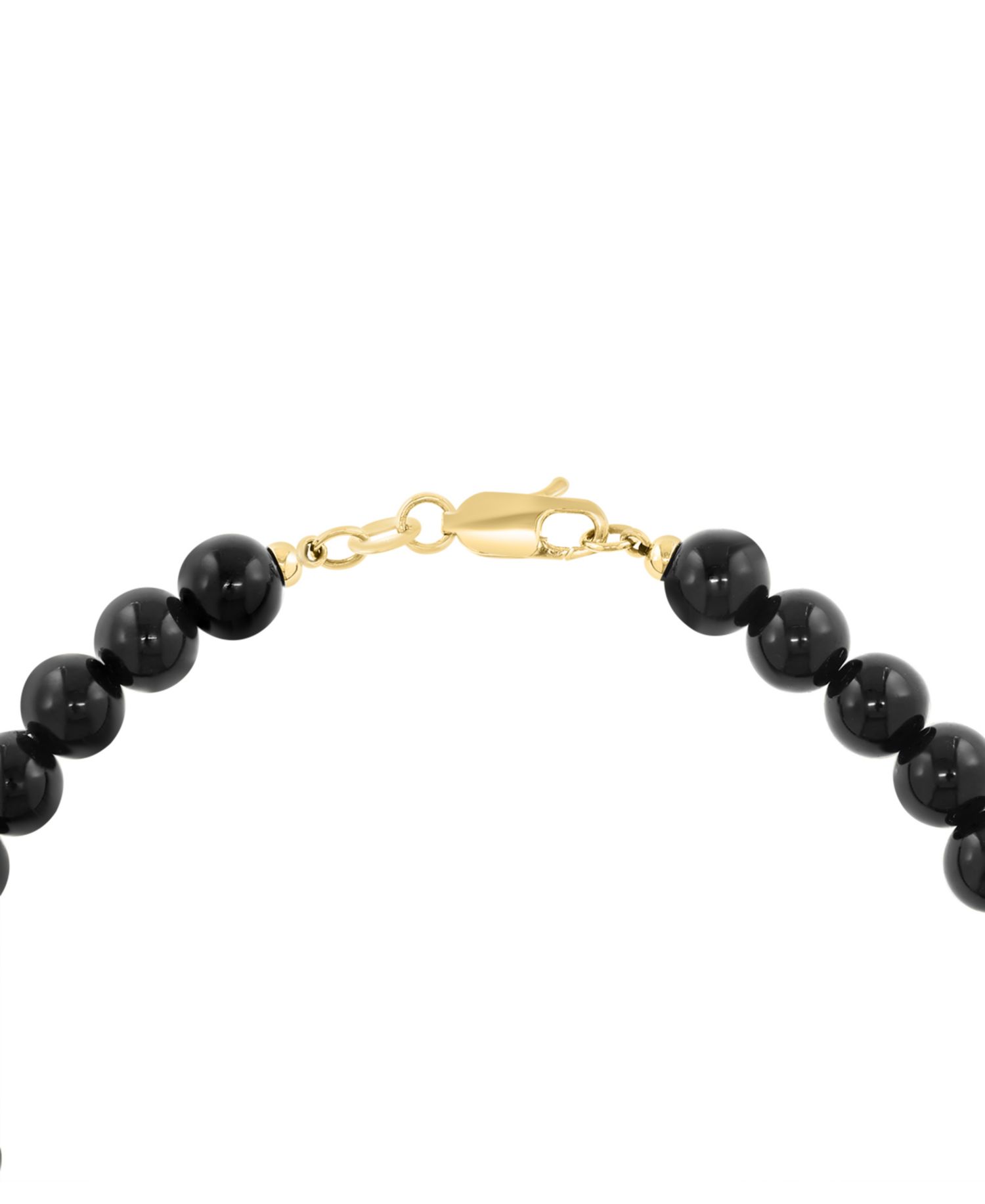 Men's Onyx (6mm), White Diamond (1/10 ct. t.w.) and Black Diamond (1/3 ct. t.w.) Bracelet in Gold Over Silver