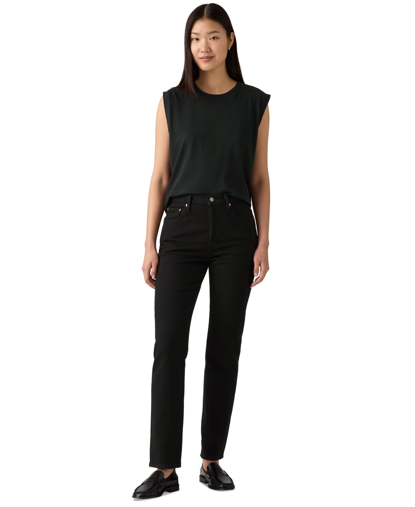 Женские джинсы Levi's 501 Original-Fit Straight-Leg, цвет: Чёрный — фото 6