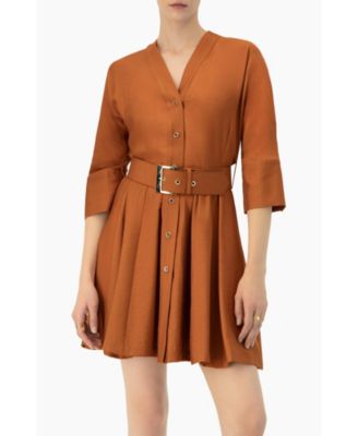 Women's Dolman Sleeve Solid Dress with Belt