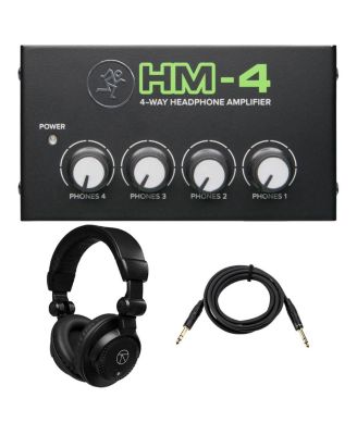 HM-4 4-Way Headphone Amplifier, Bundle with TAPH100 Headphones and 1/4" TRS Male Cable