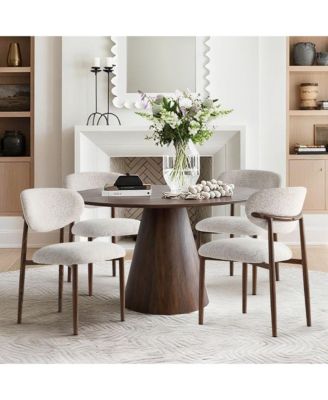 Modern Chenille Upholstered Dining Side Chairs Set of 4, Armless