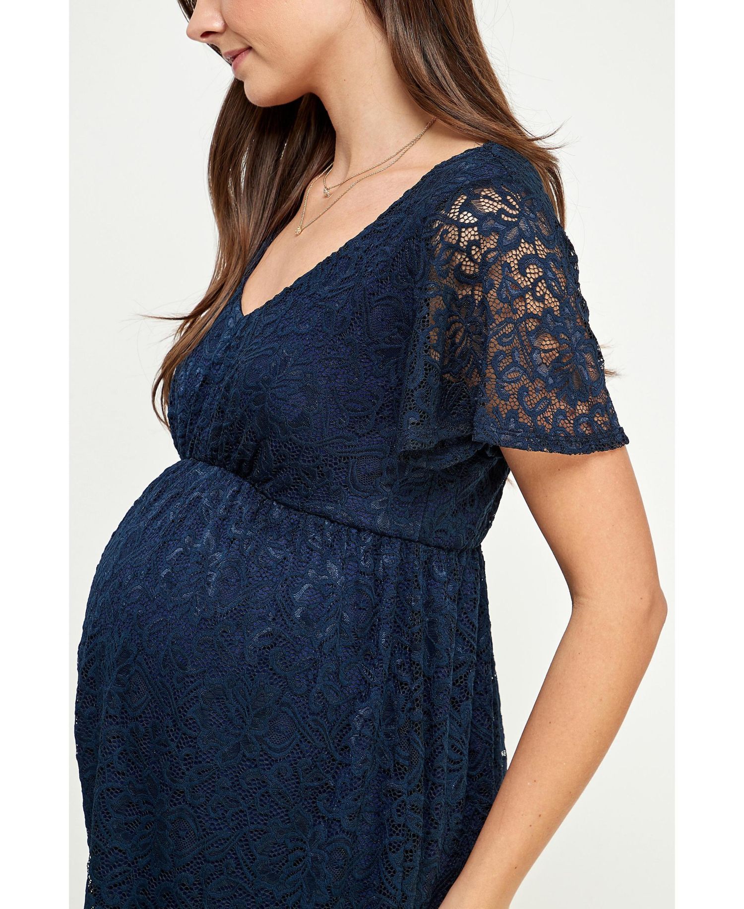Women's Floral Lace Empire Waist Short Sleeve Dress
