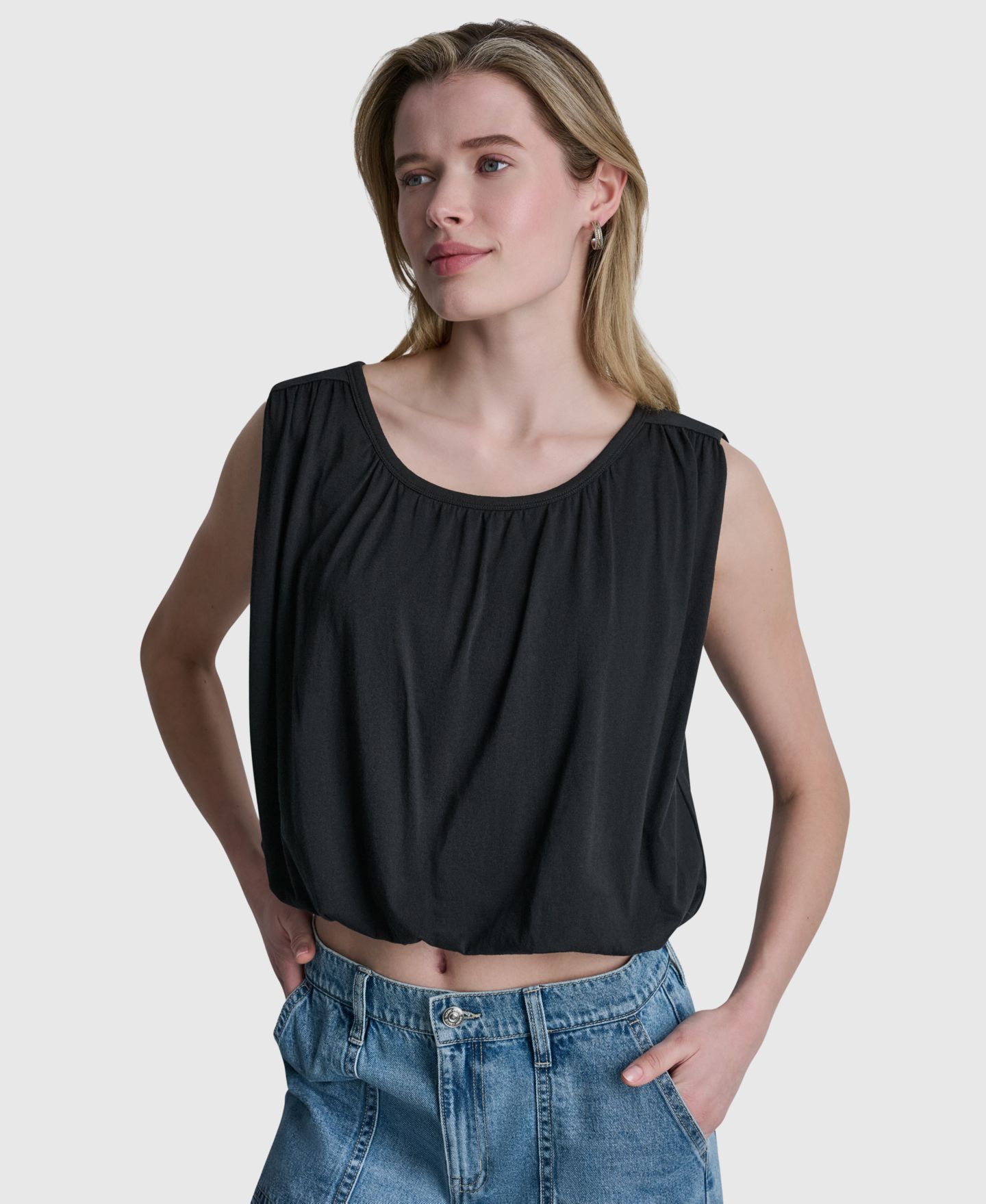 Женский топ DKNY Jeans Sleeveless Bubble, цвет: Чёрный — фото 1