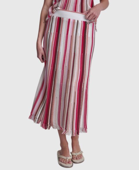 Женская юбка DKNY Jeans Pointelle Stitch Striped Midi, цвет: Разноцветный