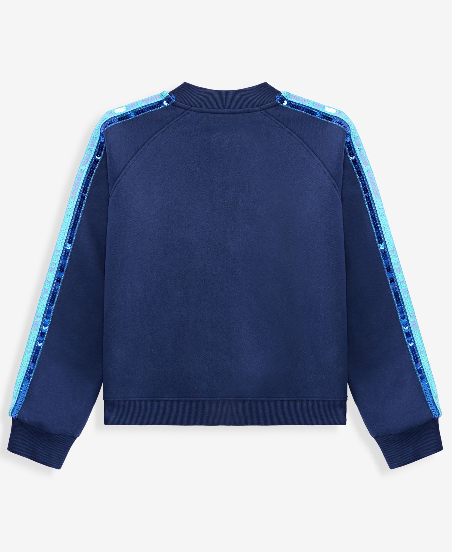 Girls' XS-XL Sequin-Stripe Fleece Bomber Jacket