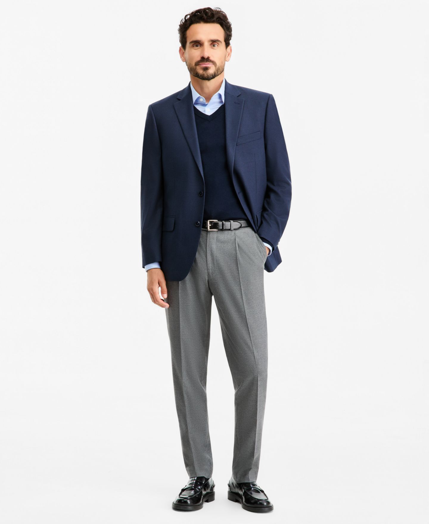 Мужской пиджак Michael Kors Classic-Fit Houndstooth Sport Coat, цвет: Тёмно-синий — фото 4
