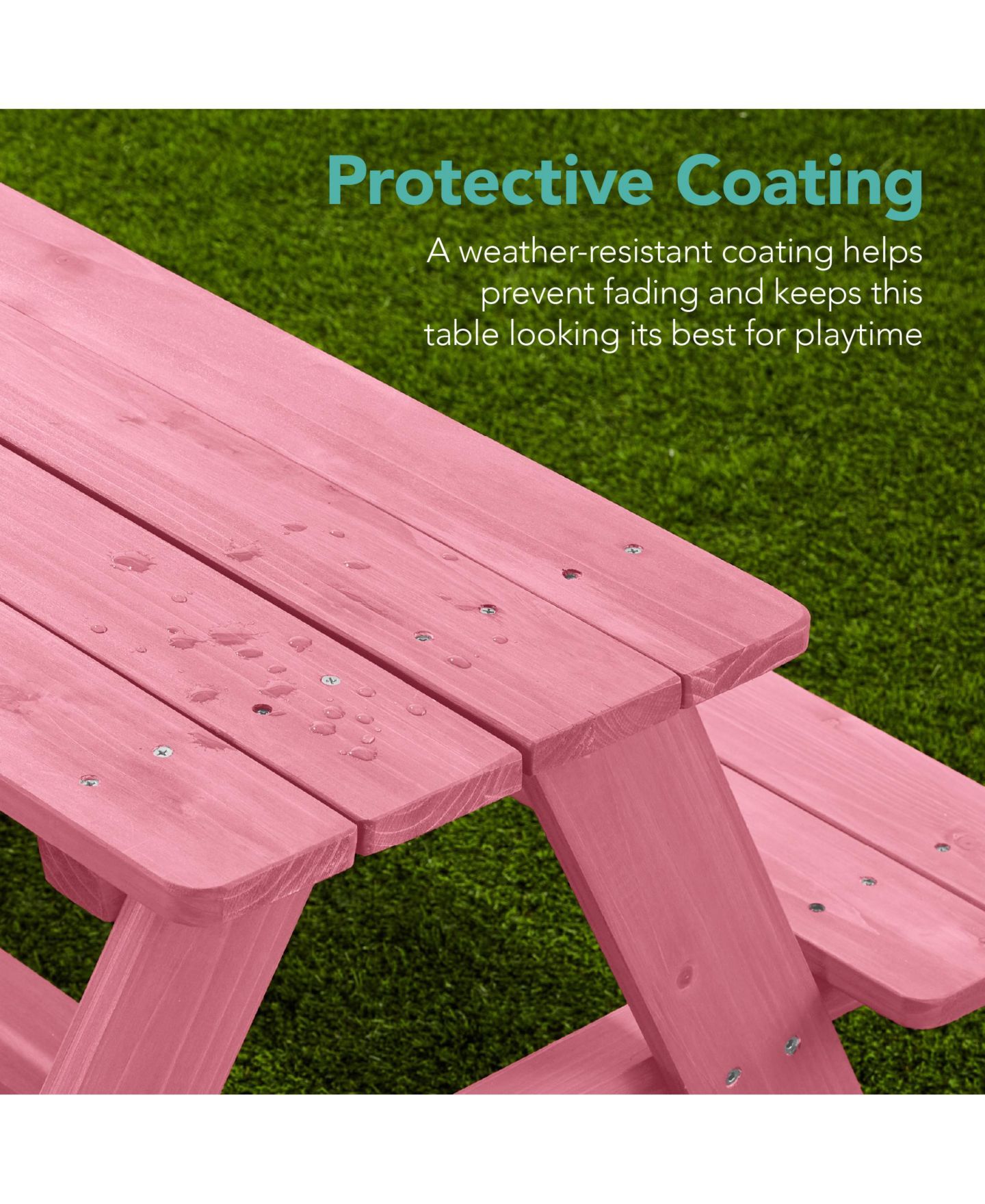 Детская игрушка Best Choice Products Wooden Picnic Table with Adjustable Umbrella, 220 lb. Capacity, Ages 3-7, цвет: Розовый — фото 6