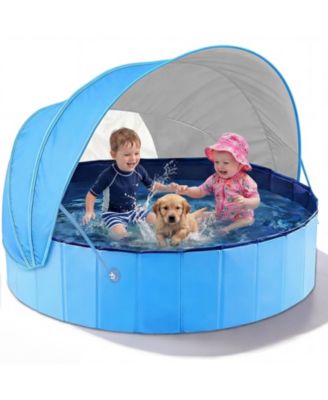 Kiddie Pool Foldable Shade Tent Swimming Wading Dogs Ball Pit Backyard Water Play