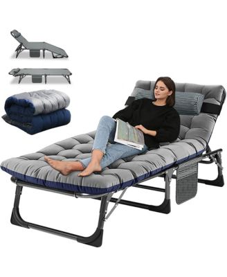 4-in-1 Sunbathing Lounge Chair - Adjustable UV-Resistant Recliner with Removable Cotton Cushion for Pool and Beach