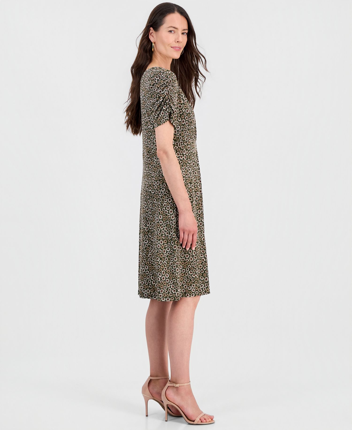 Women's Printed Short-Sleeve A-Line Dress