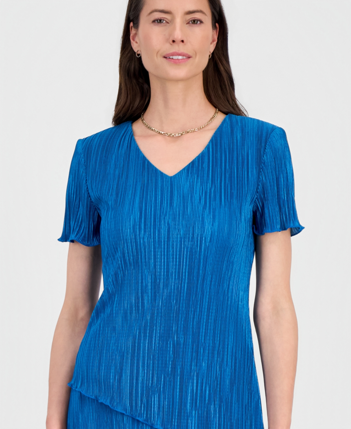 Connected Women's V-Neck Tiered Short-Sleeve Sheath Dress