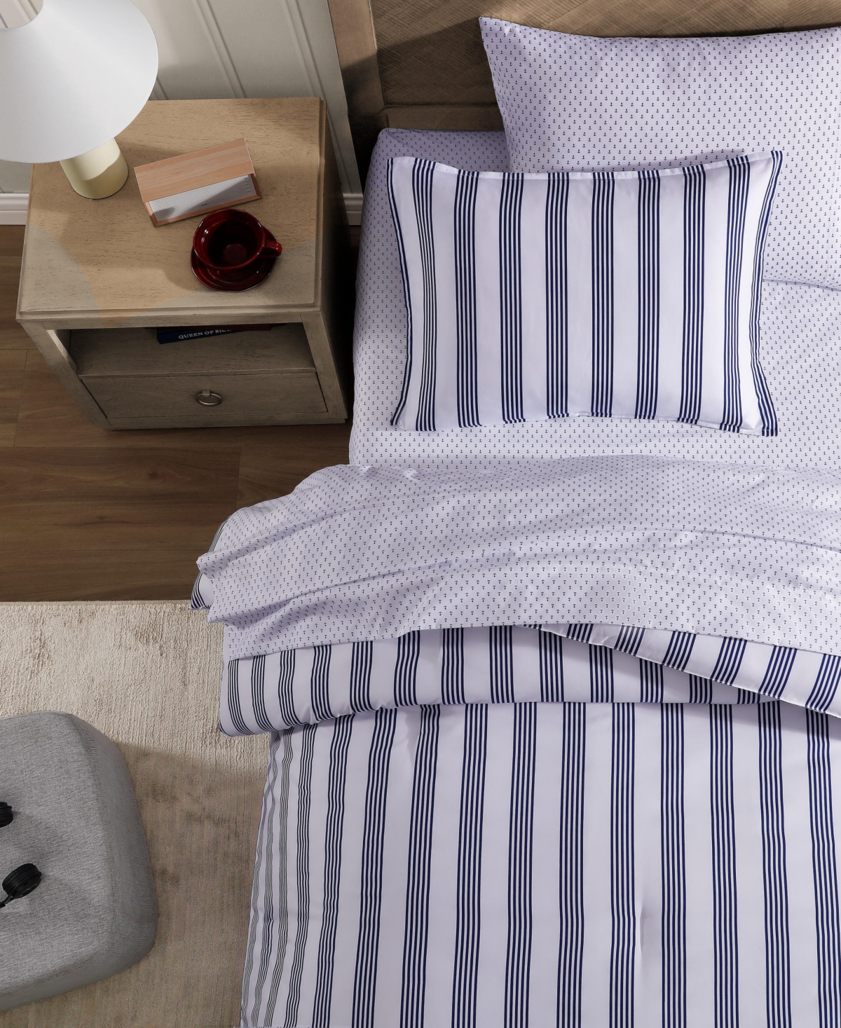 Tommy Hilfiger Campus Stripe Washed Microfiber -Pc. Comforter Set