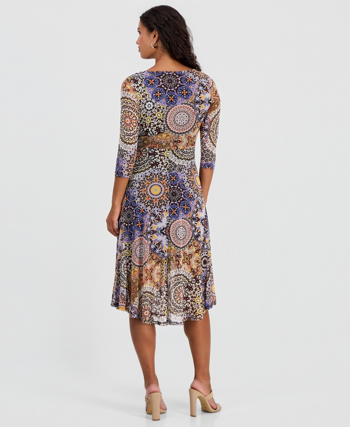 Robbie Bee Petite Tie-Front 3/4-Sleeve Midi Dress