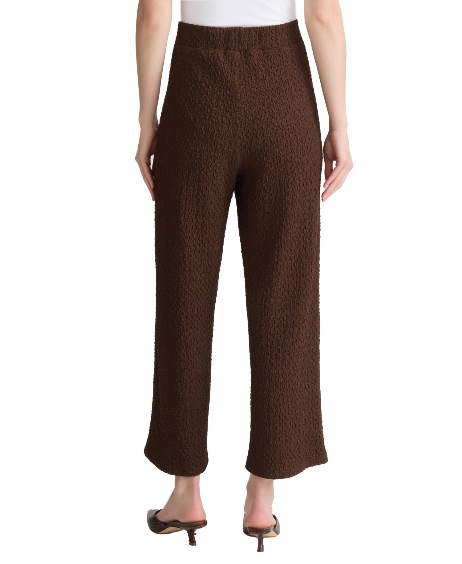 Petite Cobblestone Texture Wide-Leg Cropped Pants