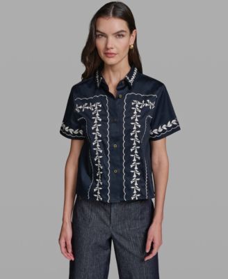 Women's Short-Sleeve Embroidery Shirt