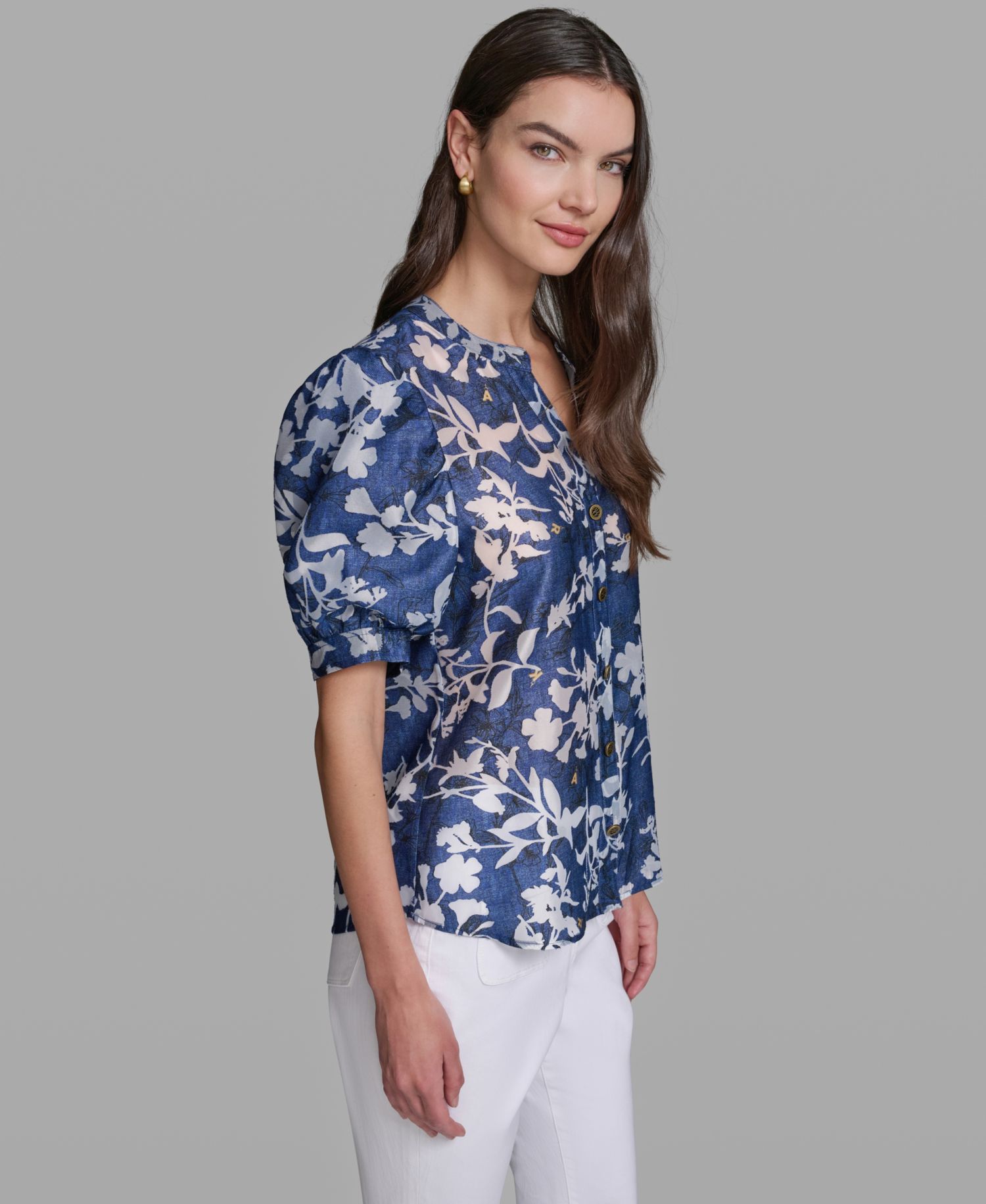 Women's Short-Sleeve Burnout Woven Top