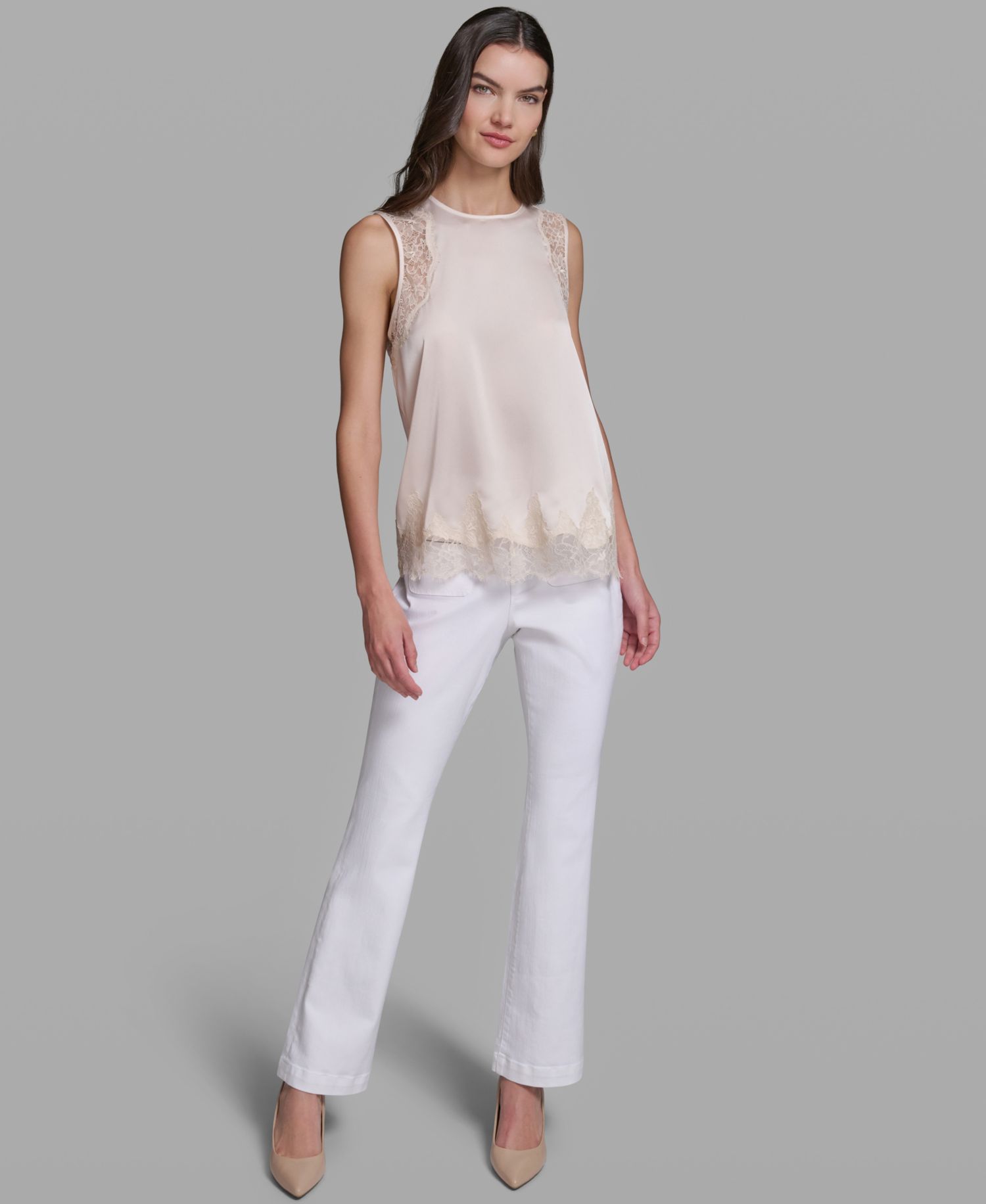 Women's Sleeveless Lace Trim Cami Top